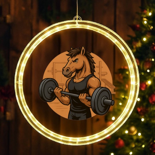 Horsepower Gains – Muscular Gym Horsa Design LED Christmas Window Lights