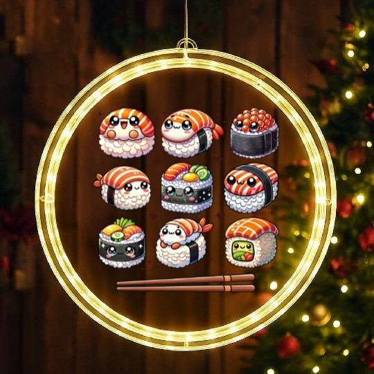 Funny Kawaii Sushi Anime Cute Japanese Food Lover LED Christmas Window Lights