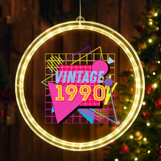 1990 Birthday Gift Retro Neon 90s Style LED Christmas Window Lights