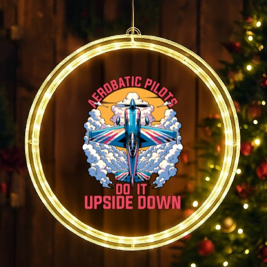 Aerobatic Pilots Do It Upside Down Glider Pilot LED Christmas Window Lights