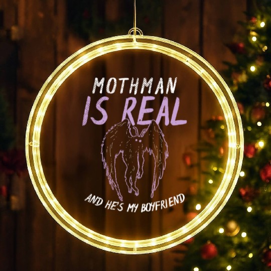 Mothman Is My Boyfriend For Cryptid Lover LED Christmas Window Lights