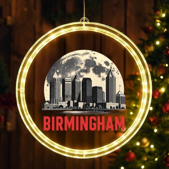 Birmingham City Albm Skyline Full Moon LED Christmas Window Lights