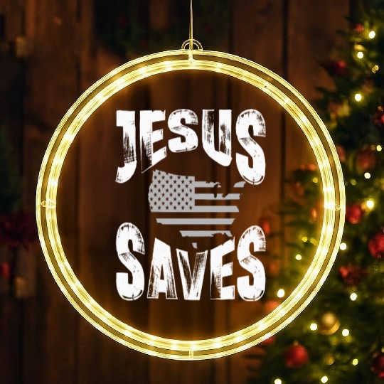 jesus saves usa LED Christmas Window Lights