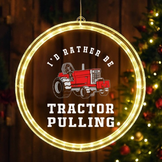 Tractor Driver Tractor Pulling LED Christmas Window Lights
