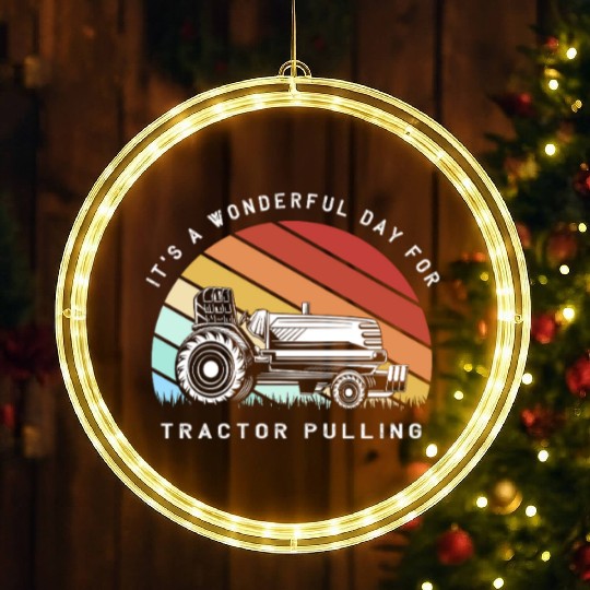 Tractor Pulling Driver Tractors LED Christmas Window Lights