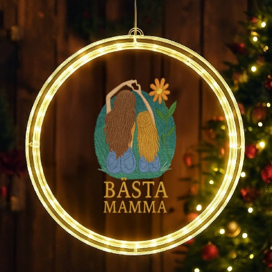 Best Mom Embroidered Style - Mother and Daughter LED Christmas Window Lights