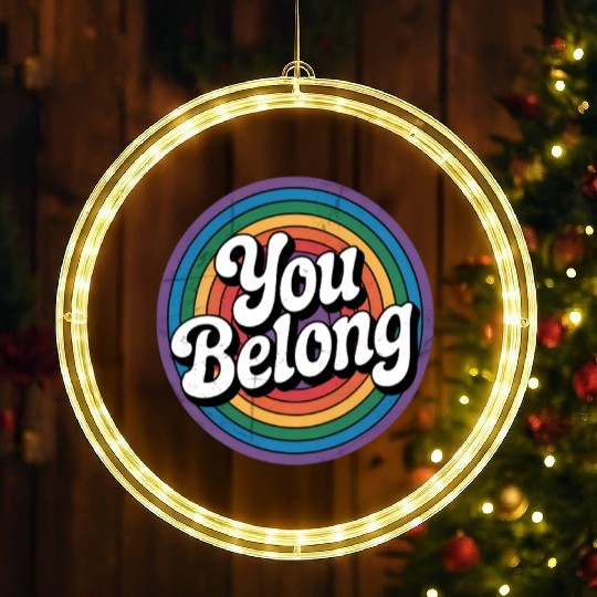 You Belong LGBTQ Gay Pride Rainbow LED Christmas Window Lights