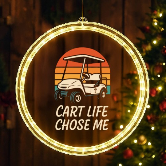 Golf Cart Life Senior Humor Retirement Ride LED Christmas Window Lights