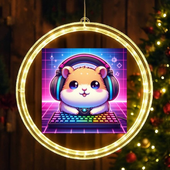 Gamer Hamster – Kawaii Pro Gamer Vibes LED Christmas Window Lights