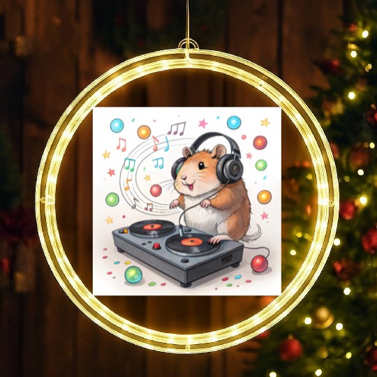 DJ Hamster – Tiny Paws, Big Beats! LED Christmas Window Lights