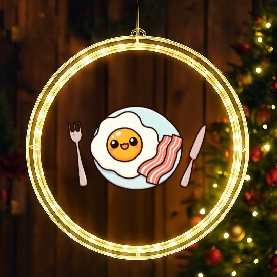 Whimsical Sunny Side Fried Egg Design LED Christmas Window Lights