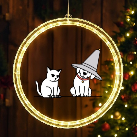 Grumpy Cat and Wizard Dog LED Christmas Window Lights