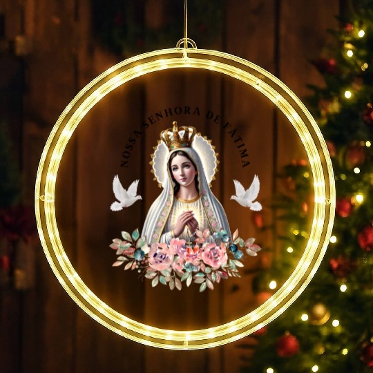 Nossa Senhora de Fatima Mother Mary Saint Catholic LED Christmas Window Lights