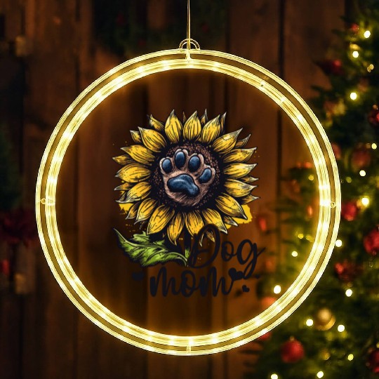 Dog Mom Sunflower Dog Lover LED Christmas Window Lights