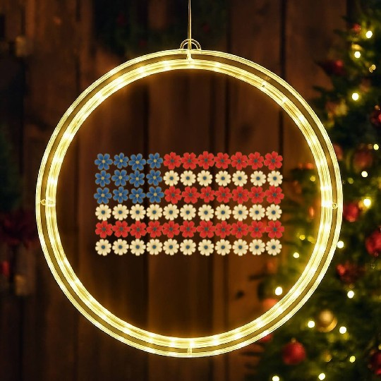 4th of July Flag Flower LED Christmas Window Lights