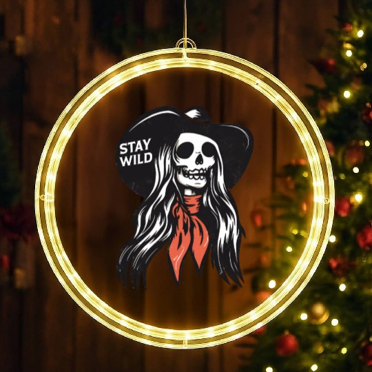 Cowgirl Stay wild Skull LED Christmas Window Lights