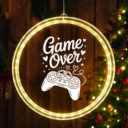 Game Over Wedding Gamer Rings Controller LED Christmas Window Lights