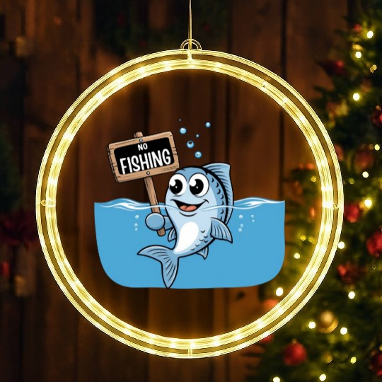 No Fishing – Cartoon Fish Joke LED Christmas Window Lights