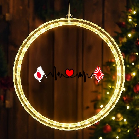 Heartbeat with Japan & Rising Sun LED Christmas Window Lights