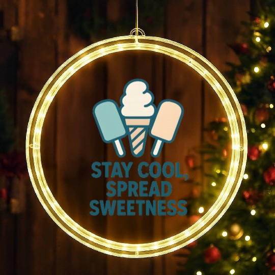 Stay Cool, Spread Sweetness Cute Ice Cream Cone LED Christmas Window Lights