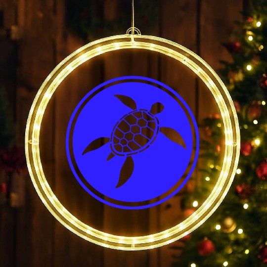 Water Turtle Shell Pattern Cool Lover Fun Swimming LED Christmas Window Lights