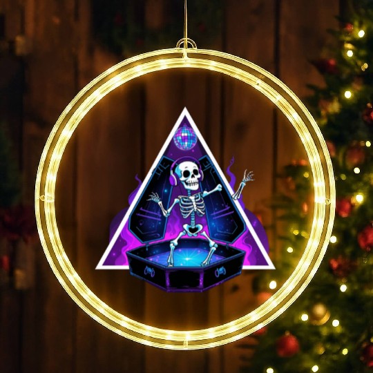 Neon Dancing Skeleton in Coffin LED Christmas Window Lights