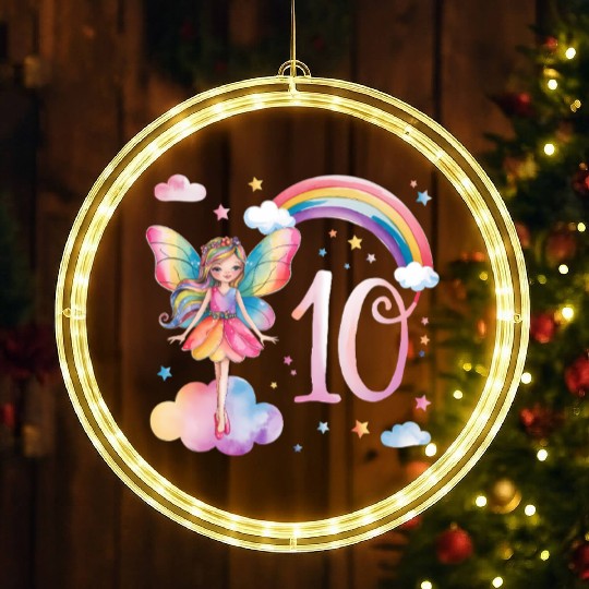 Magical Rainbow Fairy Elf 10th Birthday Girl LED Christmas Window Lights