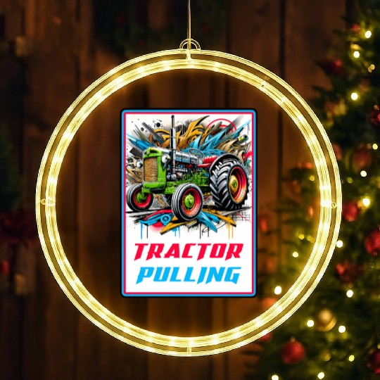 Tractor Pulling Power LED Christmas Window Lights