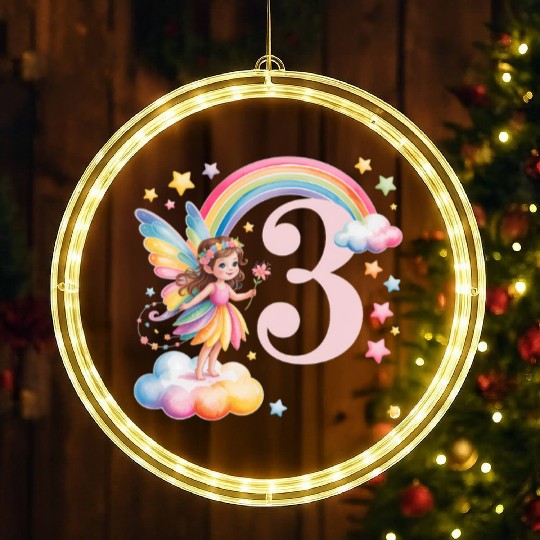 Magical Rainbow Fairy Elf 3nd Birthday Girl LED Christmas Window Lights