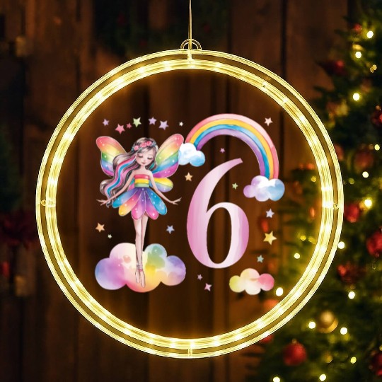 Magical Rainbow Fairy Elf 6th Birthday Girl LED Christmas Window Lights