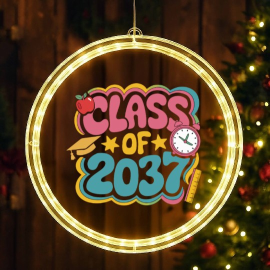 Class of 2037 Grow With Me, groovy back to school LED Christmas Window Lights