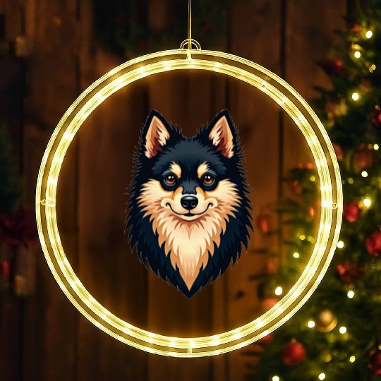 “Pomeranian” – Bold & Beautiful Dog Illustration LED Christmas Window Lights