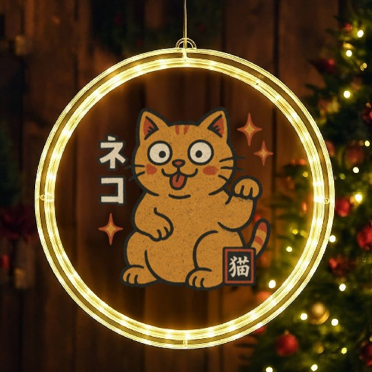 Lucky Cat Japanese LED Christmas Window Lights