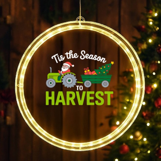 Tis The Season To Harvest Farm Tractor Christmas LED Christmas Window Lights
