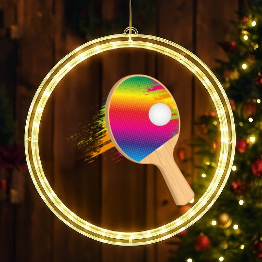 Colorful table tennis bat with ball – sporty LED Christmas Window Lights