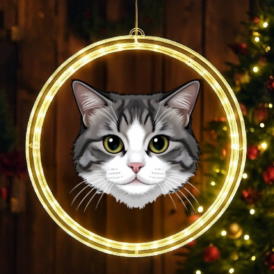 Realistic Cat Face – Feline Charm in Every Detail LED Christmas Window Lights