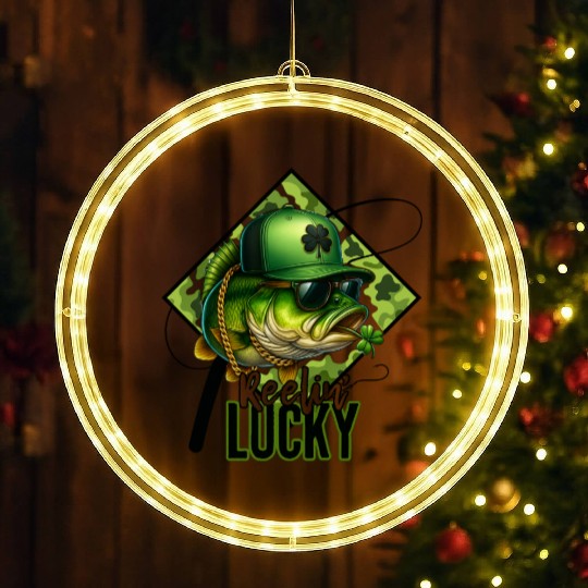 Reelin' Lucky Bass Fish LED Christmas Window Lights