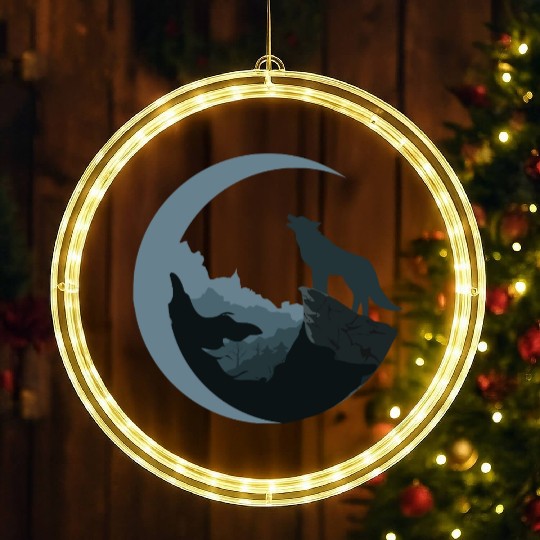 Wolf Moon Silhouette LED Christmas Window Lights