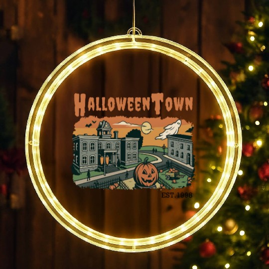 Halloweentown Spooky Sunset Scene – Vintage Hallow LED Christmas Window Lights