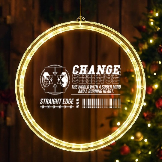 Straight Edge Vegan, Against Drugs, Punk LED Christmas Window Lights