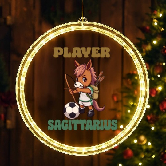 Soccer Player Sagittarius Zodiac Sign Soccer LED Christmas Window Lights
