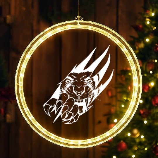 Panther Claw Rip White Outline LED Christmas Window Lights