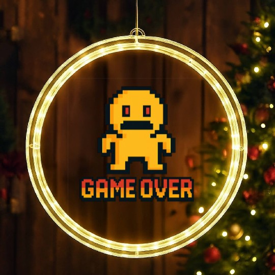 Retro Pixel Game Over – 8-Bit Character Design LED Christmas Window Lights