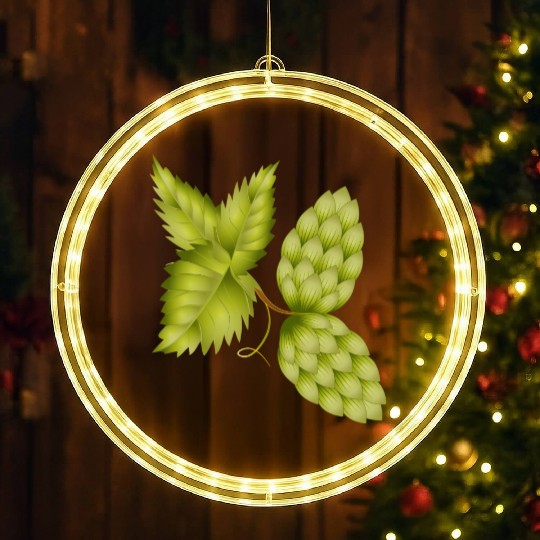 Hops and Hop Leaf – Natural Beer Motif LED Christmas Window Lights