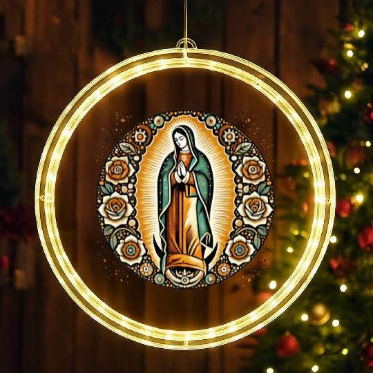 Our Lady of Guadalupe Mother Mary Art LED Christmas Window Lights