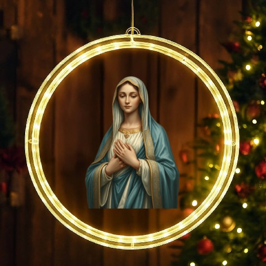 Madonna and Child Divine Embrace LED Christmas Window Lights