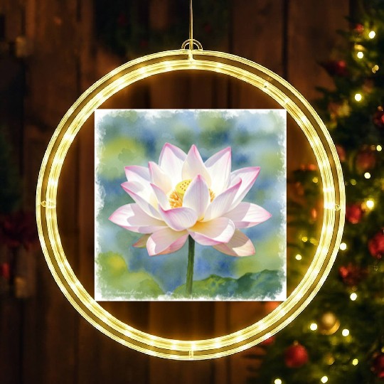 Serene Water Lily Floral Print LED Christmas Window Lights