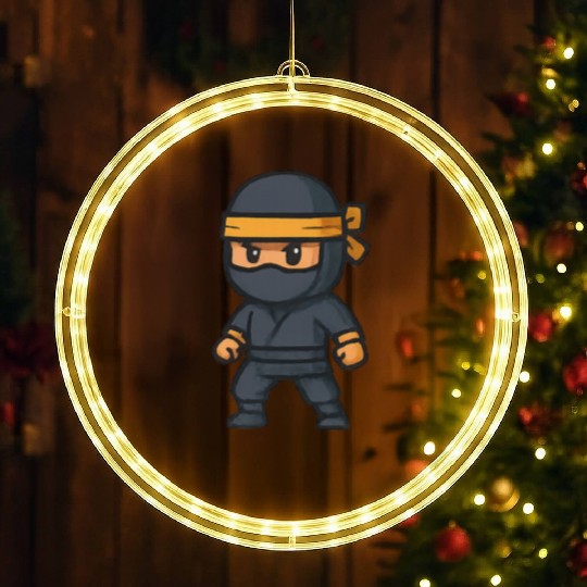 Kawaii Ninja Character Illustration LED Christmas Window Lights