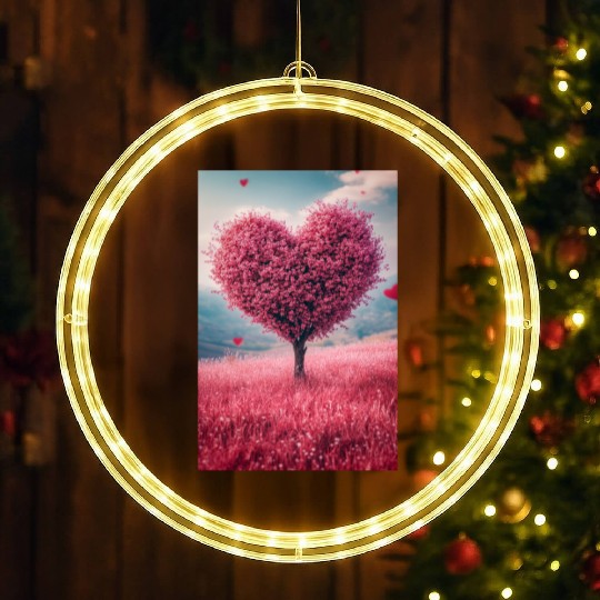 Romantic Heart Tree in Bloom LED Christmas Window Lights
