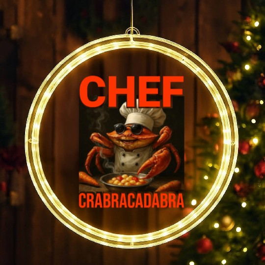 Chef Crabracadabra LED Christmas Window Lights - Meme Magic Crab Chef